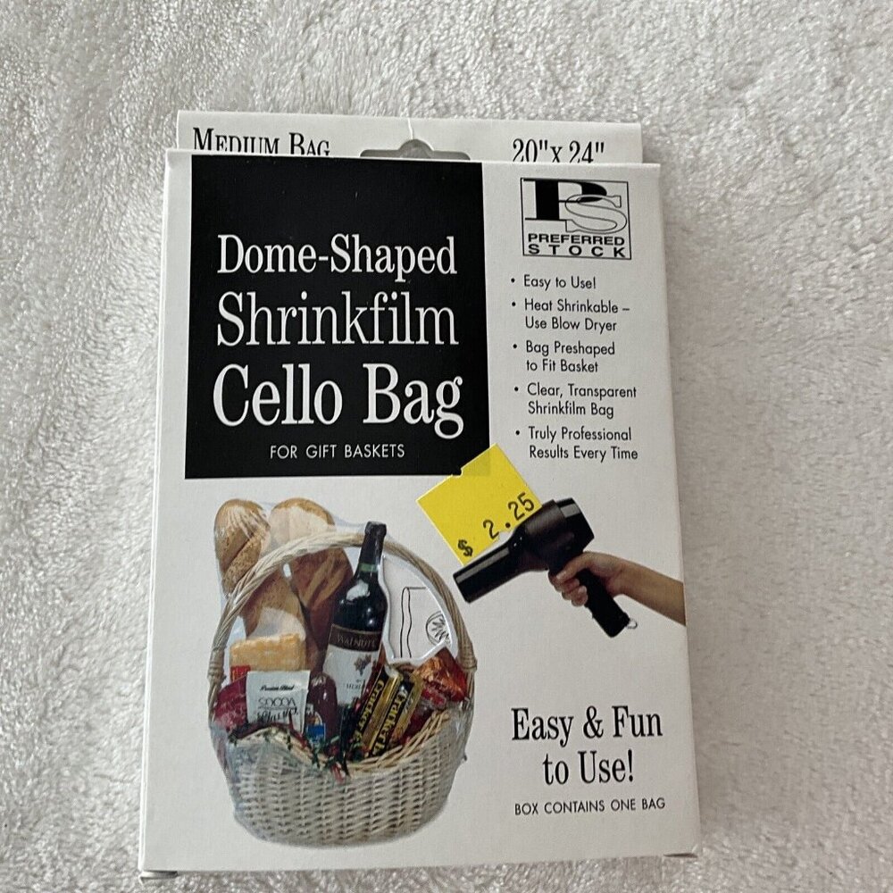 Gift Basket Dome Shaped Shrinkfilm Wrap Large 20x24 Hairdryer Heat Shrinkable